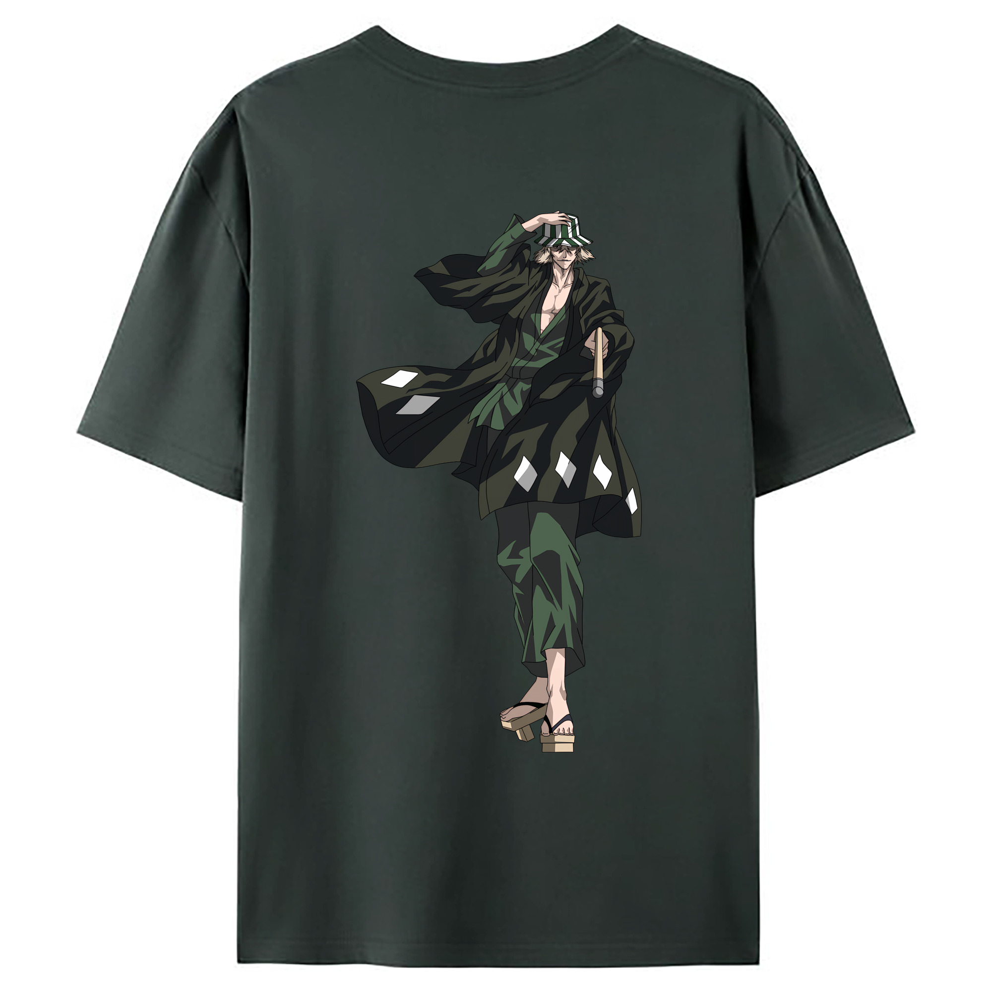 （画像用） "ブリーチ 浦原 喜助（うらはら きすけ） BLEACH Urahara Kisuke " 綿100％ メンズ半袖Tシャツ（バックプリント） 通気性